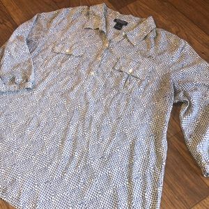 Lucky Brand Blue & White Henley Blouse